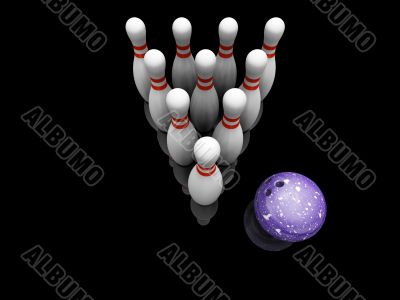 Bowling ball and skittles