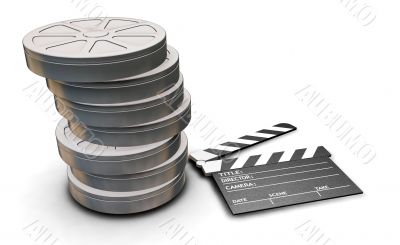 Film reels and clapper board