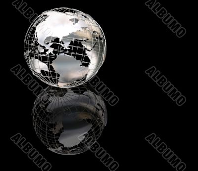 Wiireframe metallic globe