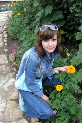 Girl and flowers