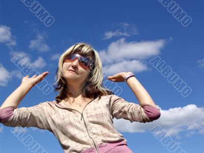 Happy girl in clouds