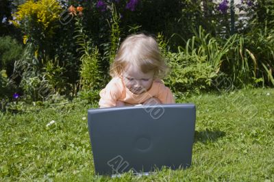 Girl study on computer