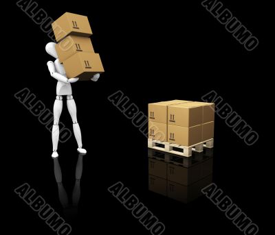 Man stacking boxes