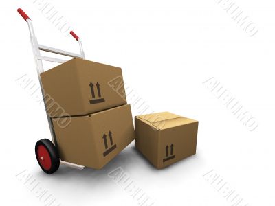 Hand truck with boxes