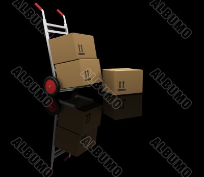 Hand truck with boxes