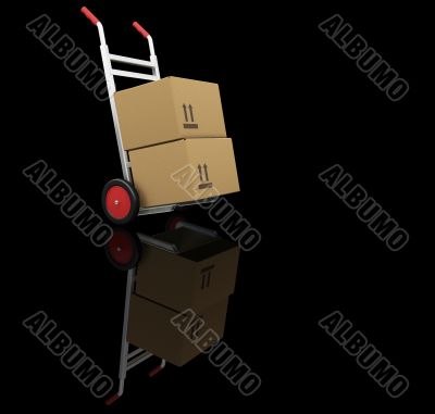 Hand truck with boxes