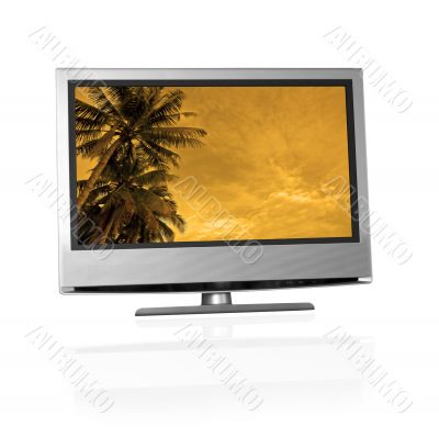 tropical landscape on flat screen tv