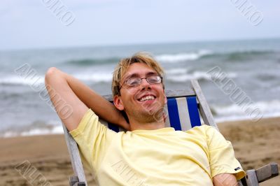 young man on sea beach