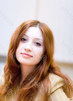 Girl with reddish hair in office #4