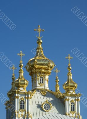 Golden cupolas of russian church