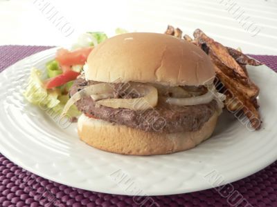 burger meal with salad and fries 2