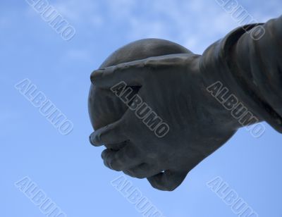 hand holding globe