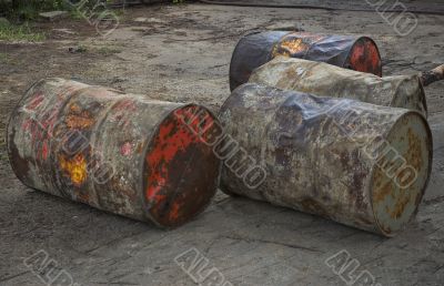 grunge barrels in the backyard