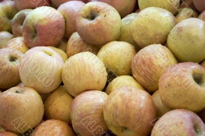 wet apples in the market