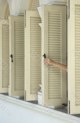 hand and windows