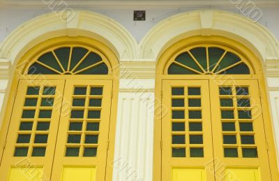 two yellow doors