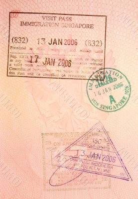 passport stamps - visa to singapore