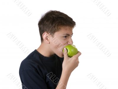 Boy eating apple