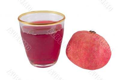 Pomegranate juice with fruit on white