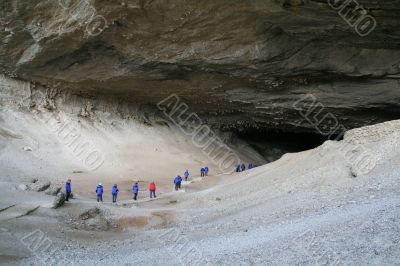 Tourists in blue parkas