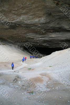 Tourists in blue parkas