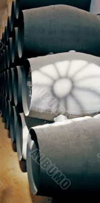 wine barrels at jerez bodega