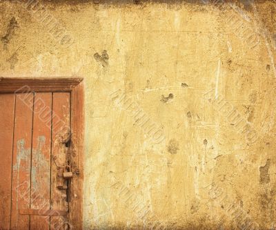 grunge door background with space for text
