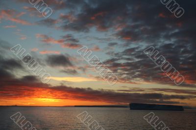 Sunset with tabular iceberg