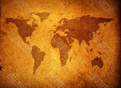 world map over grunge background