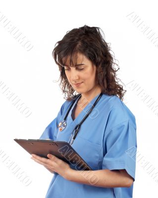 Female doctor writing