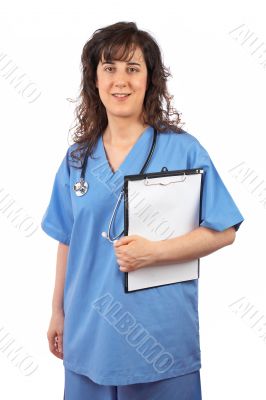 Female doctor holding a clipboard