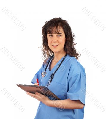 Female doctor writing