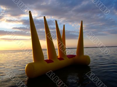 Greater bright inflatable toy on water
