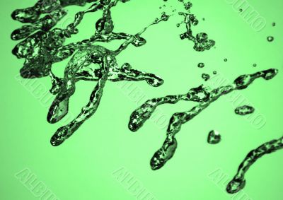 abstract water drops over green background