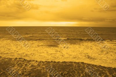 ocean beach in the sunset