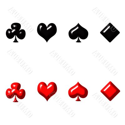 3D Playing Card Suits