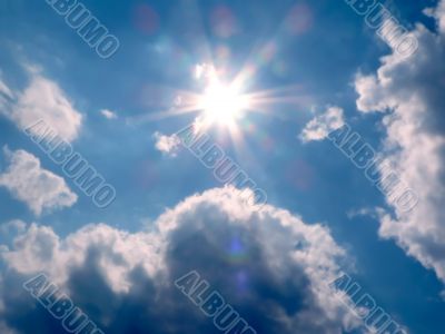 blue sky and sunn rays