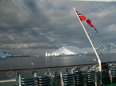 Cruise ship and flag