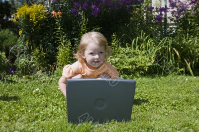 Girl study on computer