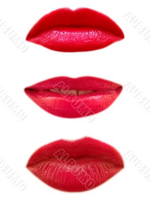 three woman mouth isolated