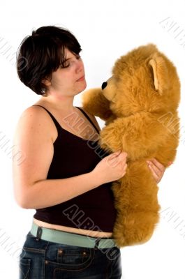 young pretty lady with teddybear