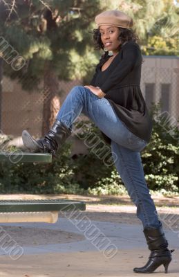 girl in jeans and boots