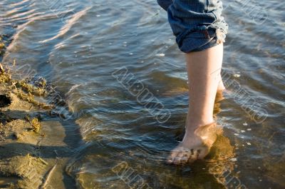 barefoot in water