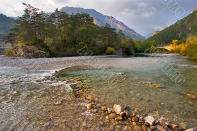 Superficial mountain small river