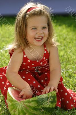 Girl eating watermelon