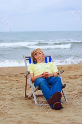 young man on sea beach in longue #2