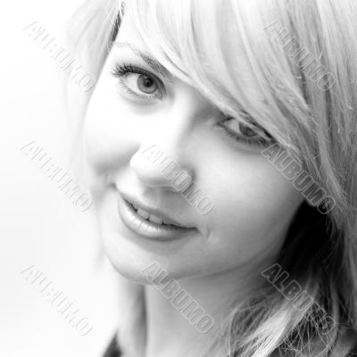 Pretty girl look at camera #2. Black & white photo