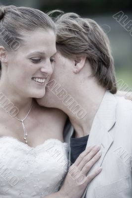 Kissing in her neck