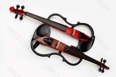 Electric violin isolated over white