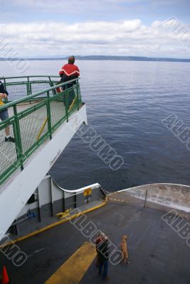 Man on bow of ship